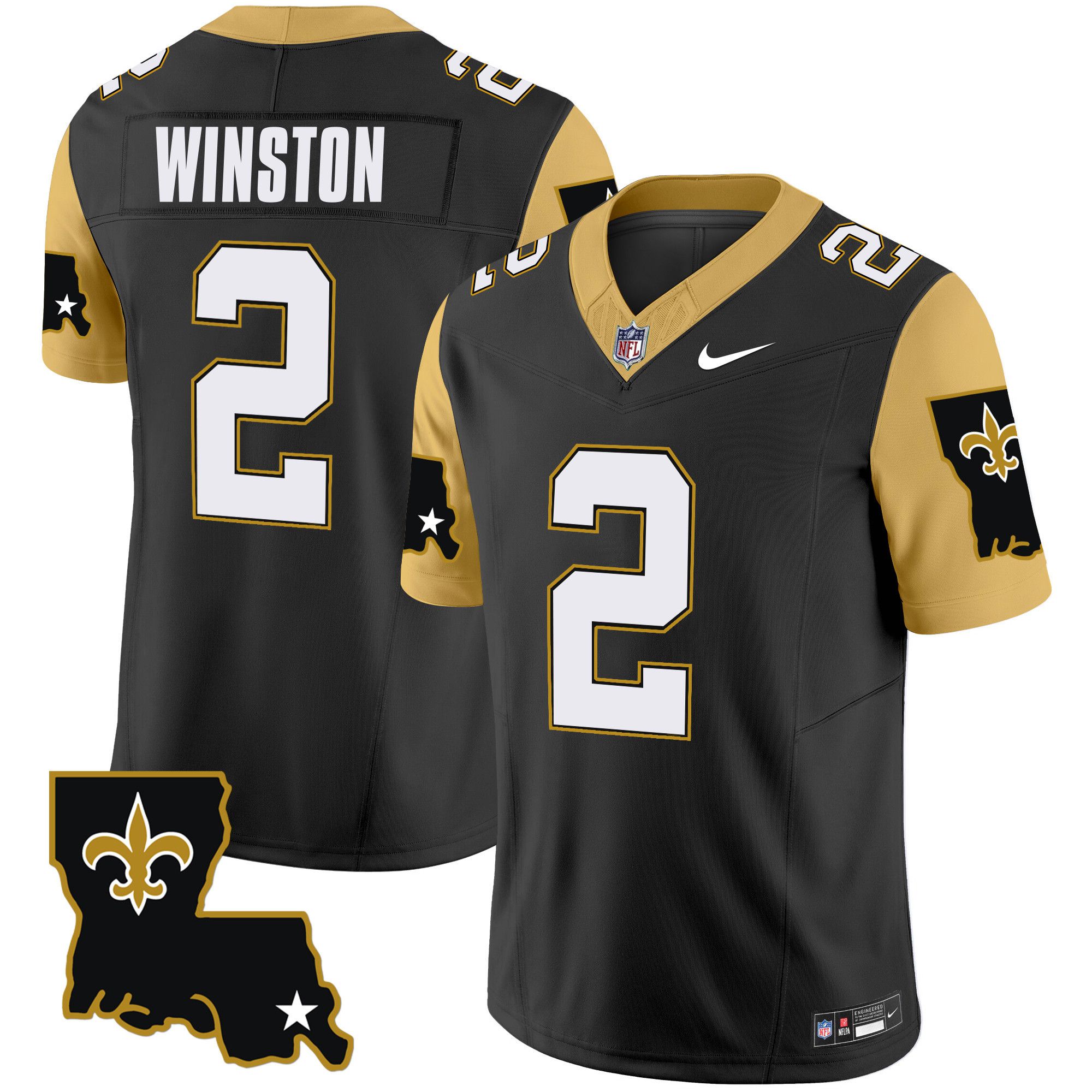 Men New Orleans Saints 2 Winston Black 2024 Nike 1987 Legacy Vapor Limited NFL Jersey